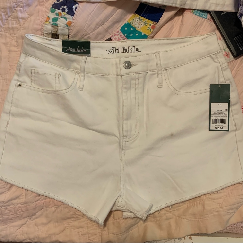 White High Waisted Jean Shorts